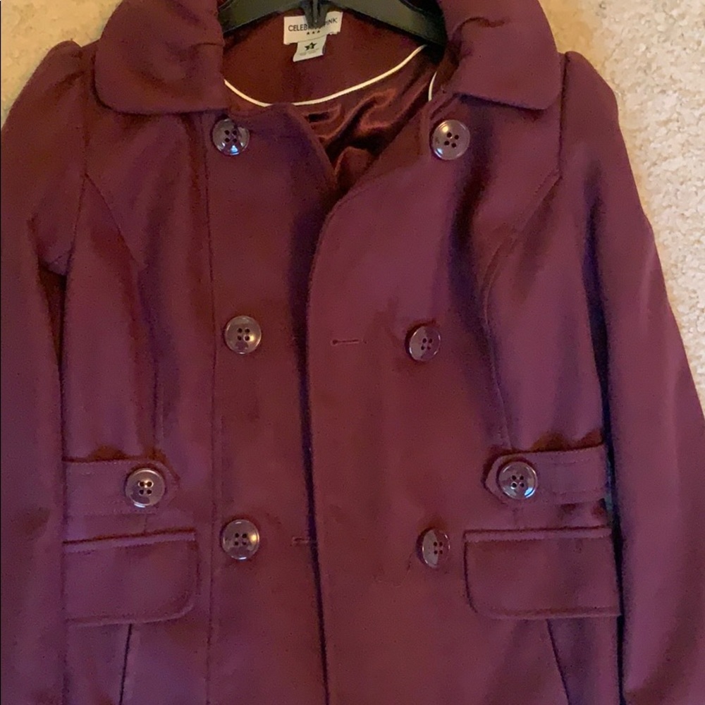 Celebrity Pink burgundy pea coat w/hoodie